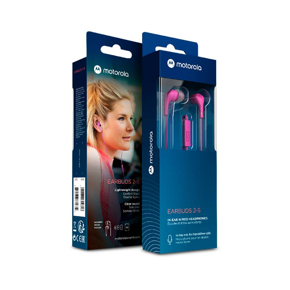 Audífonos Motorola Earbuds 2S con Micrófono Jack 3.5mm Rosa