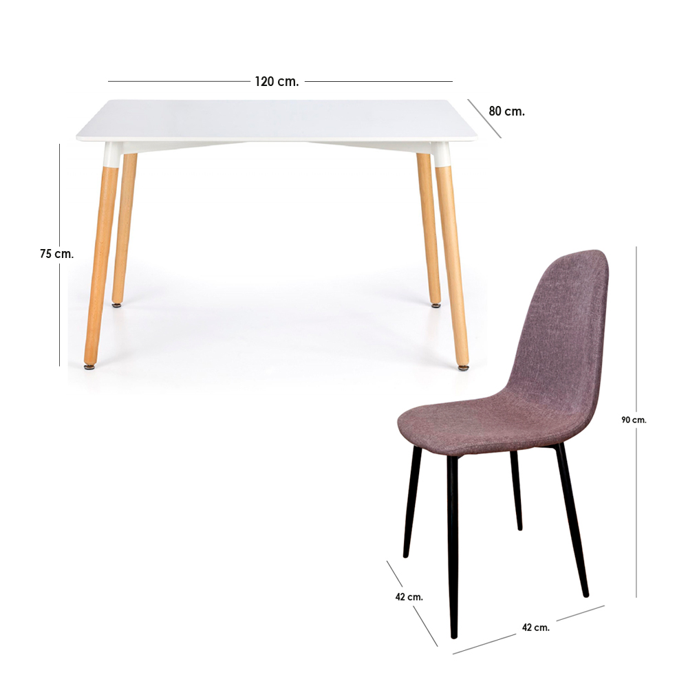 COMEDOR RECTANGULAR PARA 4 PERSONAS CON SILLAS ... SET DE COMERDOR 5 PIEZAS DE MADERA Y SILLAS TAPIZADAS