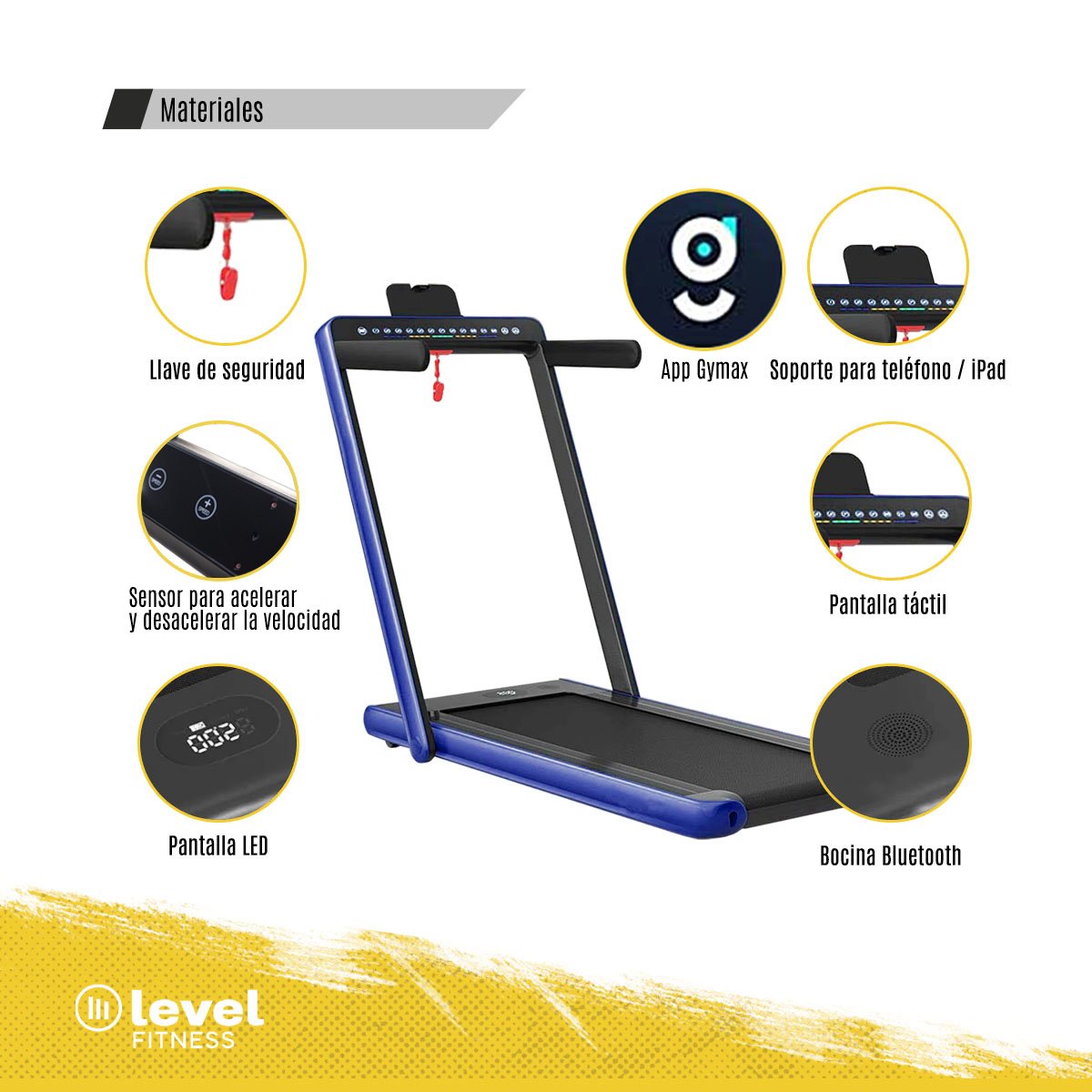 Caminadora Eléctrica SERVAL Level Fitness 2 En 1 110v Color Azul