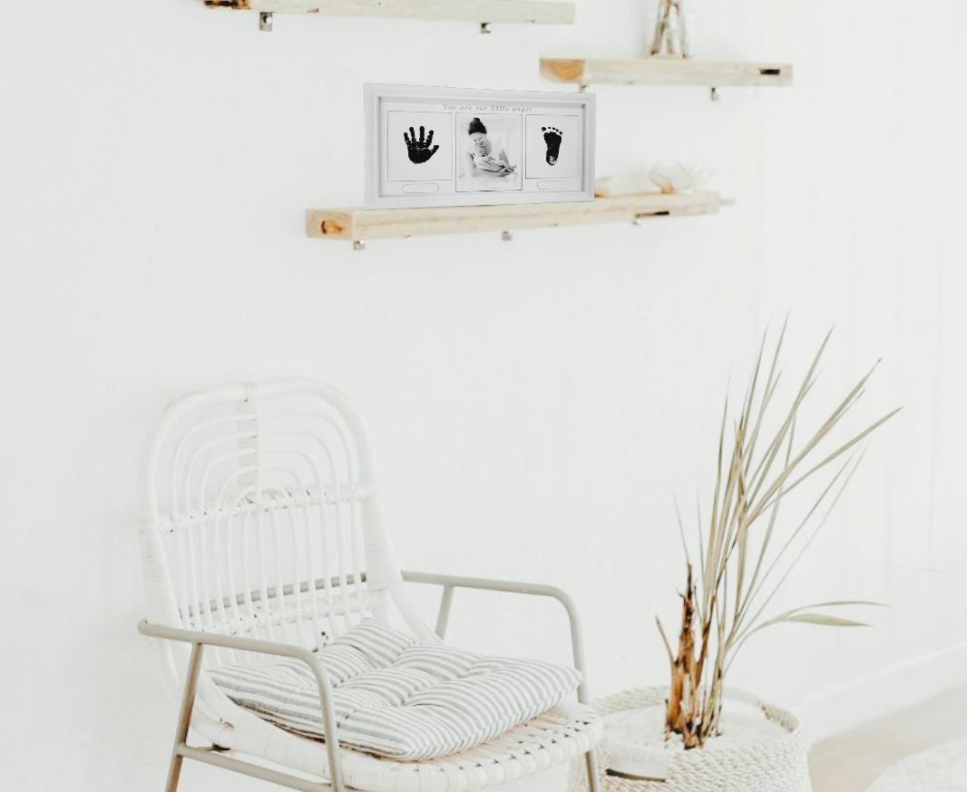 Porta Retrato para Bebé con Huella de Pie y Mano