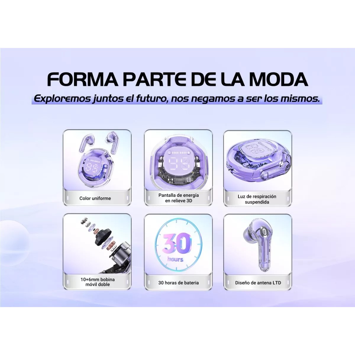 Audífonos azul audio inalámbricos Bluetooth diadema deportivos juegos manos libres táctil led luz