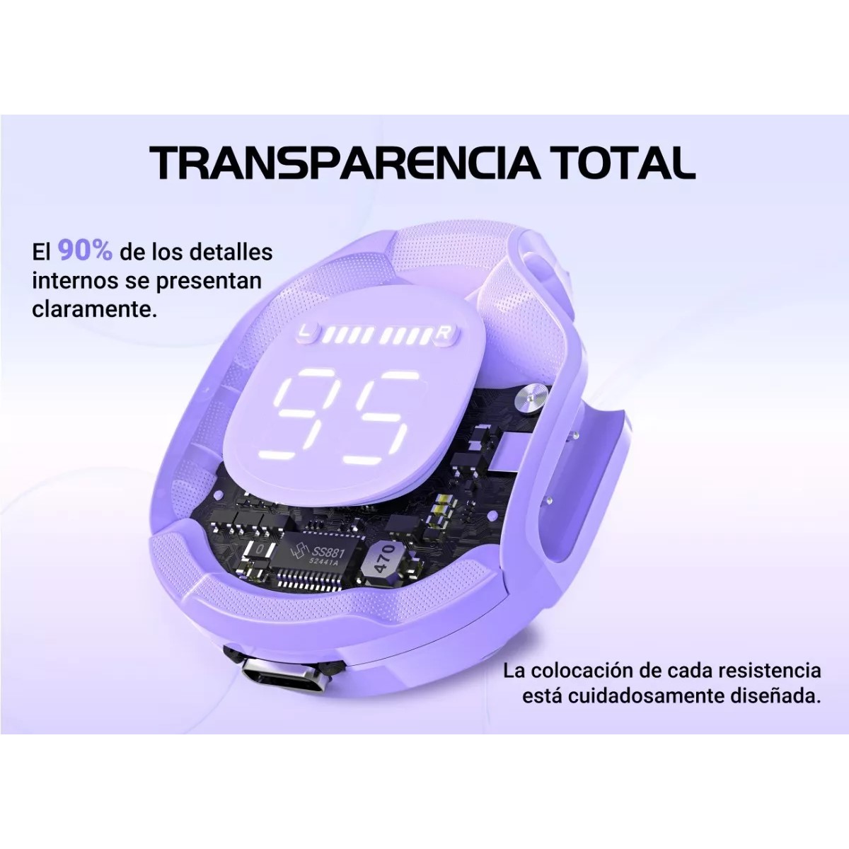 Audífonos azul audio inalámbricos Bluetooth diadema deportivos juegos manos libres táctil led luz