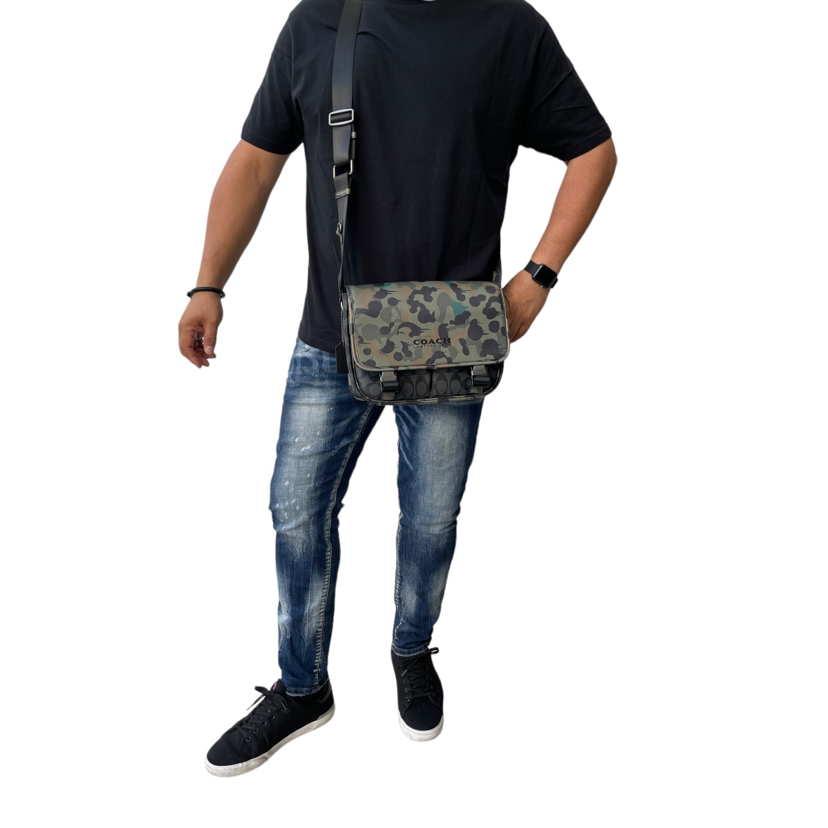 Crossbody Coach League Messenger Bag Signature Canvas Camouflage