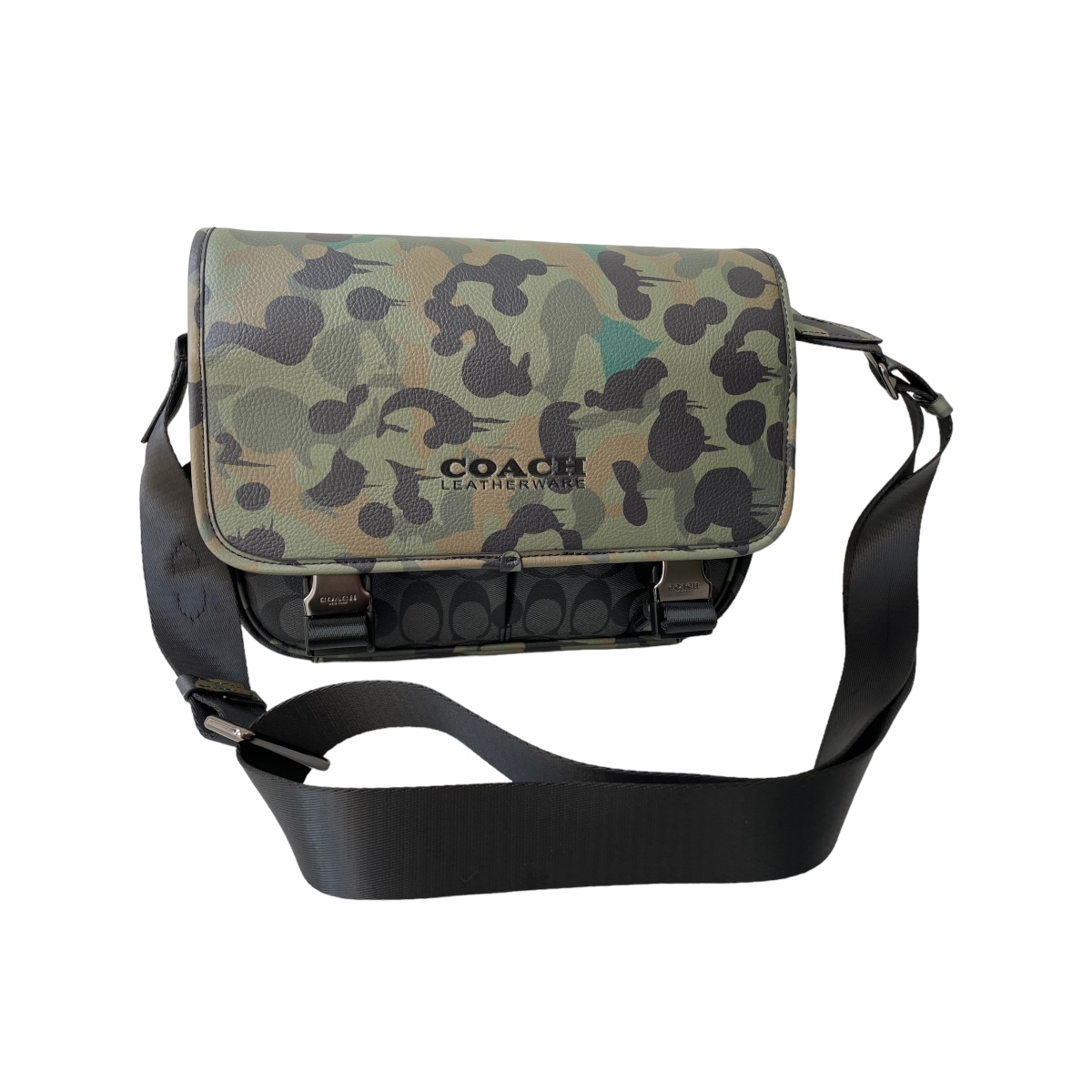 Crossbody Coach League Messenger Bag Signature Canvas Camouflage