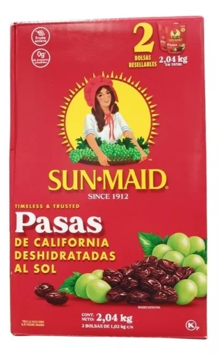 Pasas De California Deshidratadas Sun Maid 2 Pzas De 1 Kg