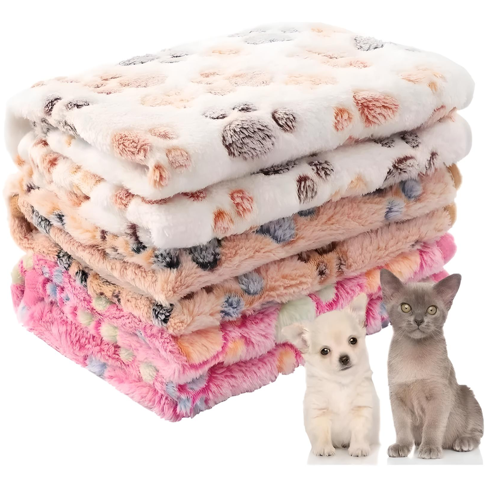 Cobija Para Mascotas Perro Gato C/diseño Huellas 76x52 3 Pzs