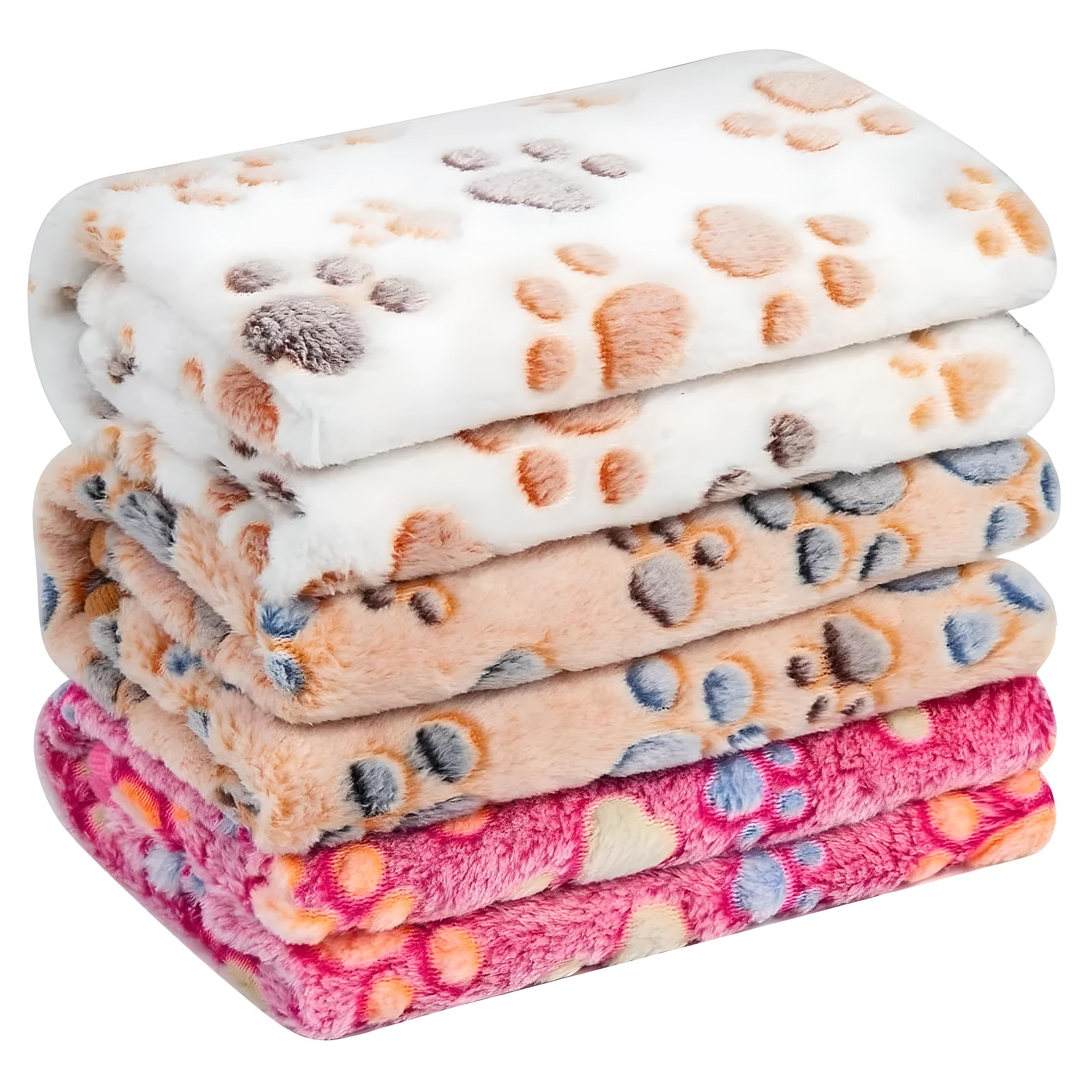 Cobija Para Mascotas Perro Gato C/diseño Huellas 76x52 3 Pzs