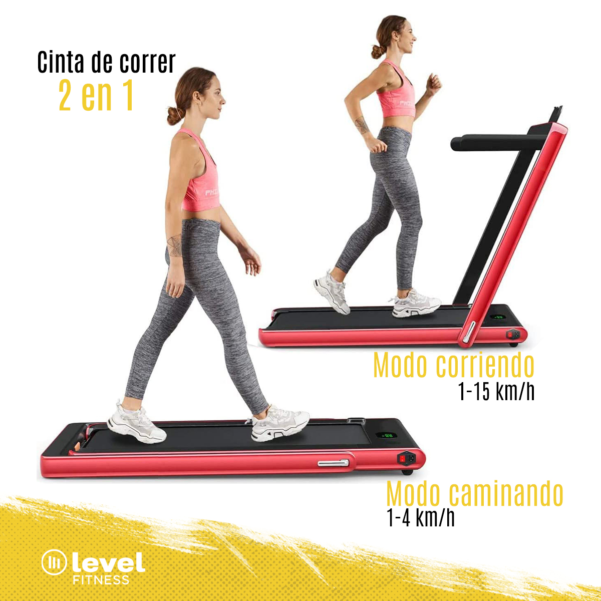 Caminadora Eléctrica Level Fitness 2 En 1 110v Color Rojo
