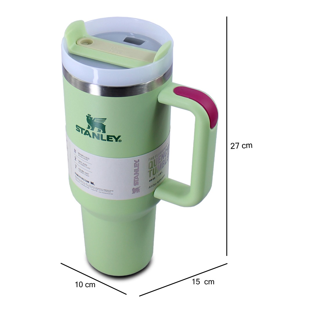 Vaso Termico Color Verde Stanley De Acero Inoxidabel 40oz Con Popote 