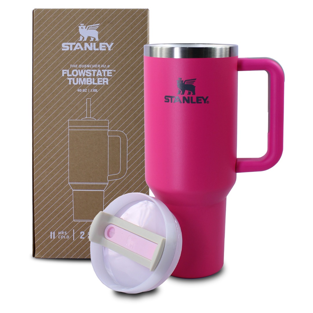 Vaso Termico Rosa Stanley De Acero Inoxidable 40oz Con Popote 