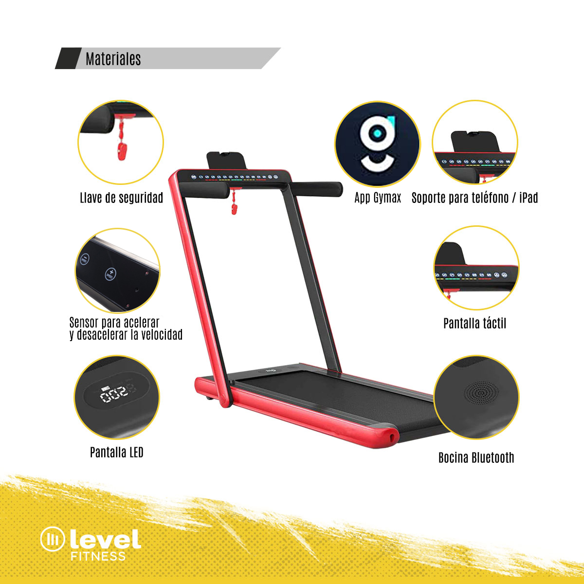 Caminadora Eléctrica Level Fitness 2 En 1 110v Color Rojo