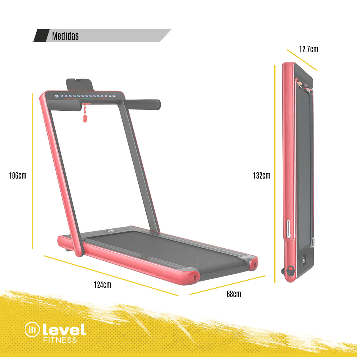 Caminadora Eléctrica Level Fitness 2 En 1 110v Color Rojo