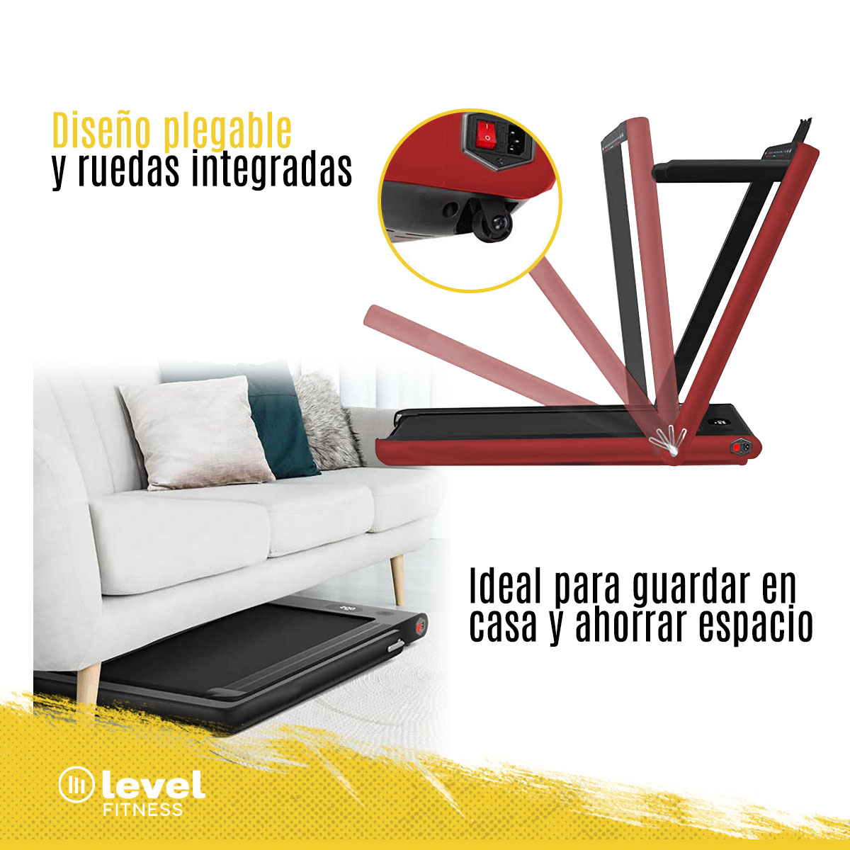 Caminadora Eléctrica Level Fitness 2 En 1 110v Color Rojo