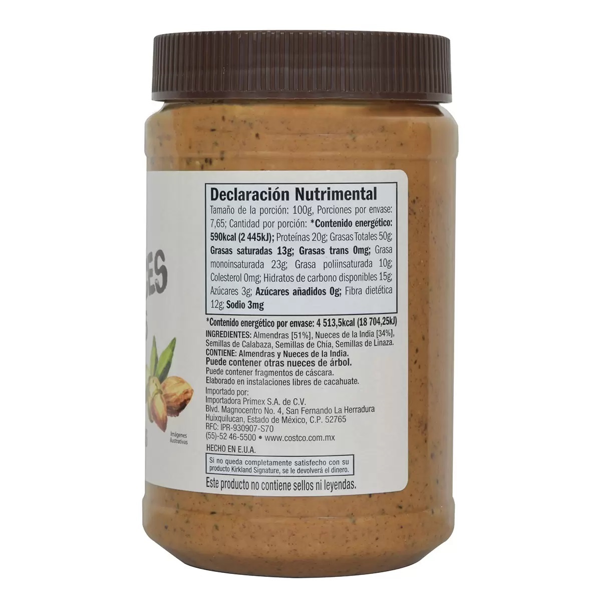 Crema De Nueces Mixtas Kirkland Signature Con Semillas 765 g