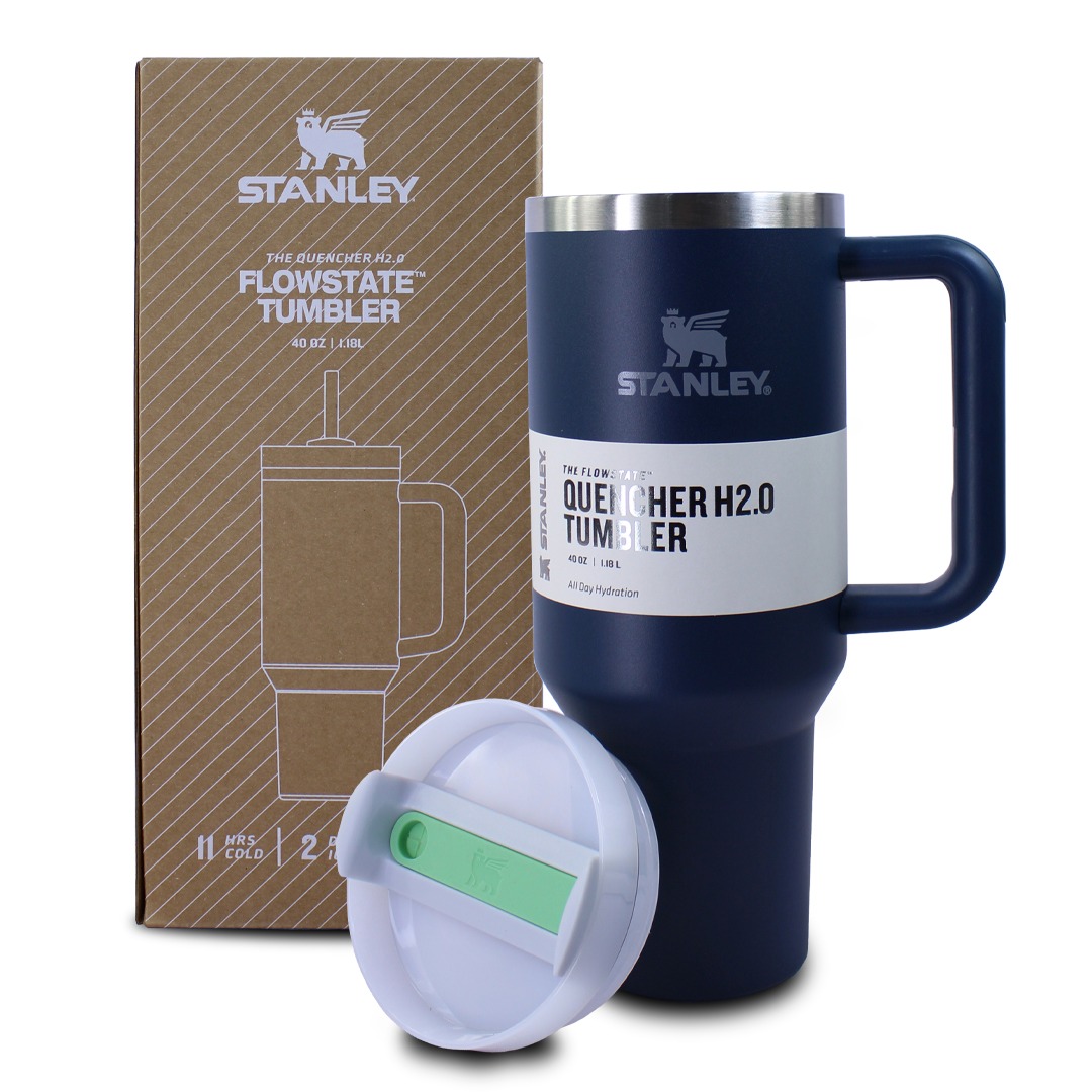 Vaso Termico Azul tipo Stanley De Acero Inoxidable 40oz Con Popote .