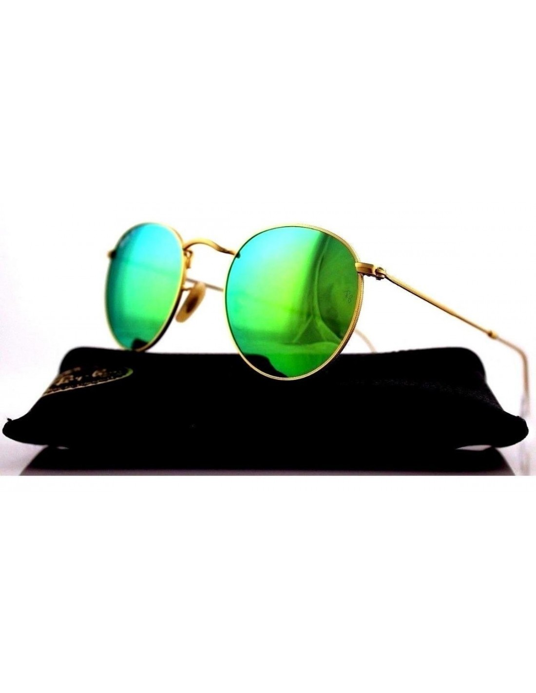 Lentes de sol Ray Ban Rb3447 P 112/p9 Round Metal Polarizado Verde Espejo
