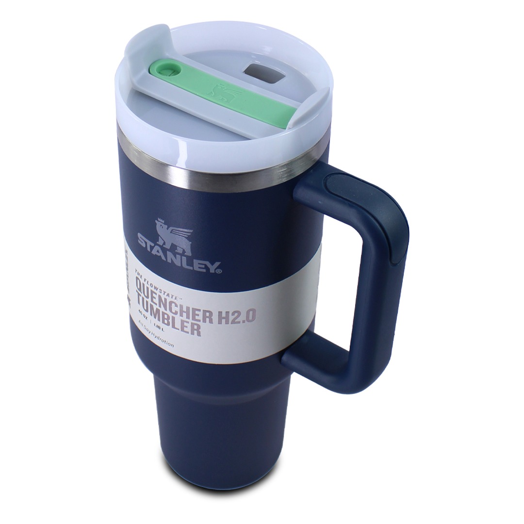 Vaso Termico Azul tipo Stanley De Acero Inoxidable 40oz Con Popote .