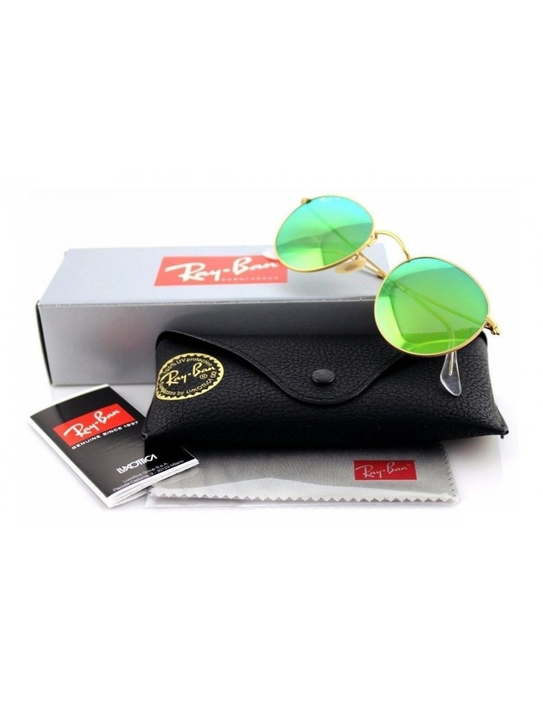 Lentes de sol Ray Ban Rb3447 P 112/p9 Round Metal Polarizado Verde Espejo
