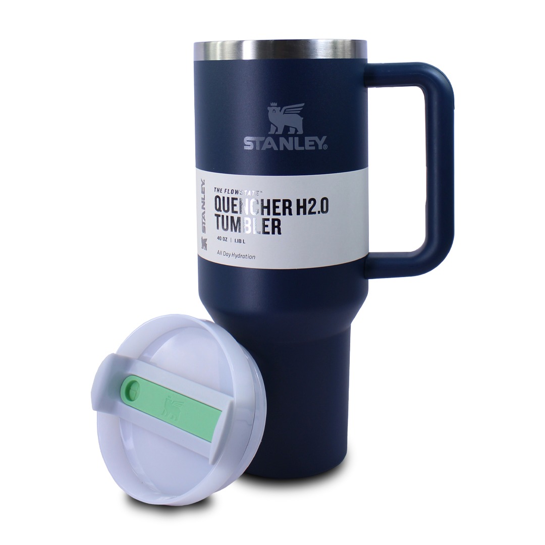 Vaso Termico Azul tipo Stanley De Acero Inoxidable 40oz Con Popote .