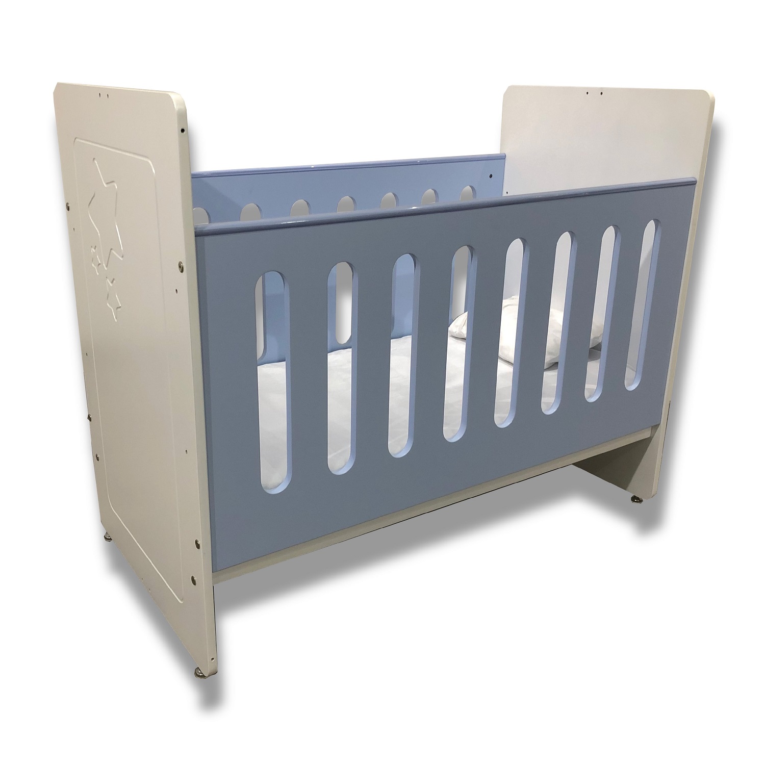 Cuna de madera convertible 6en1 CUNABEBE Blanco Azul.