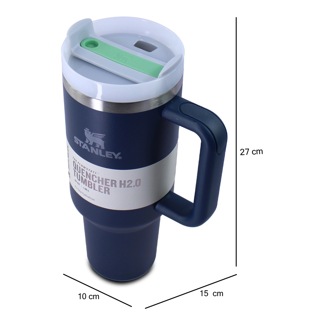 Vaso Termico Azul tipo Stanley De Acero Inoxidable 40oz Con Popote .