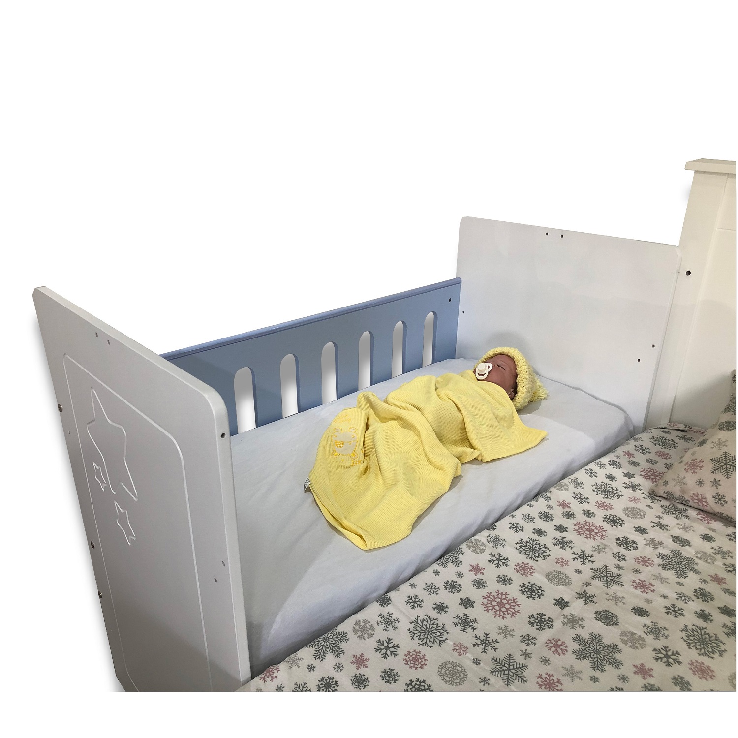 Cuna de madera convertible 6en1 CUNABEBE Blanco Azul.