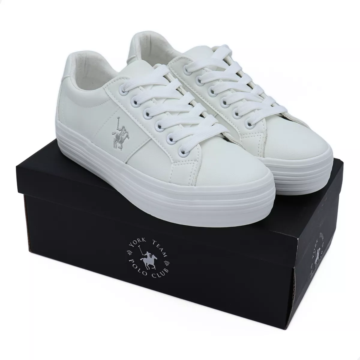 Tenis Polo Club Para Mujer Casual York Team Plataforma Blanco And24.