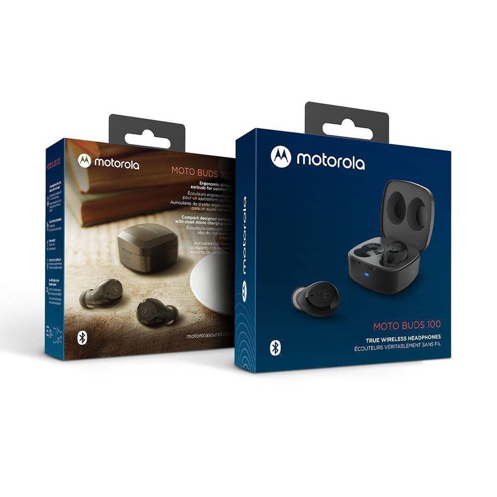 Audífonos Bluetooth Motorola Motobuds 100 Resistentes al agua Negro
