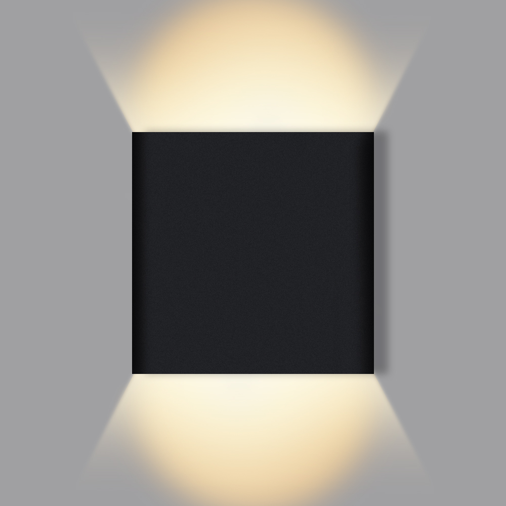 ICON Aplique Decorativo Cubo Negro Haz de Luz Ajustable 6W Luz Cálida 3000k Aprueba de agua IP65