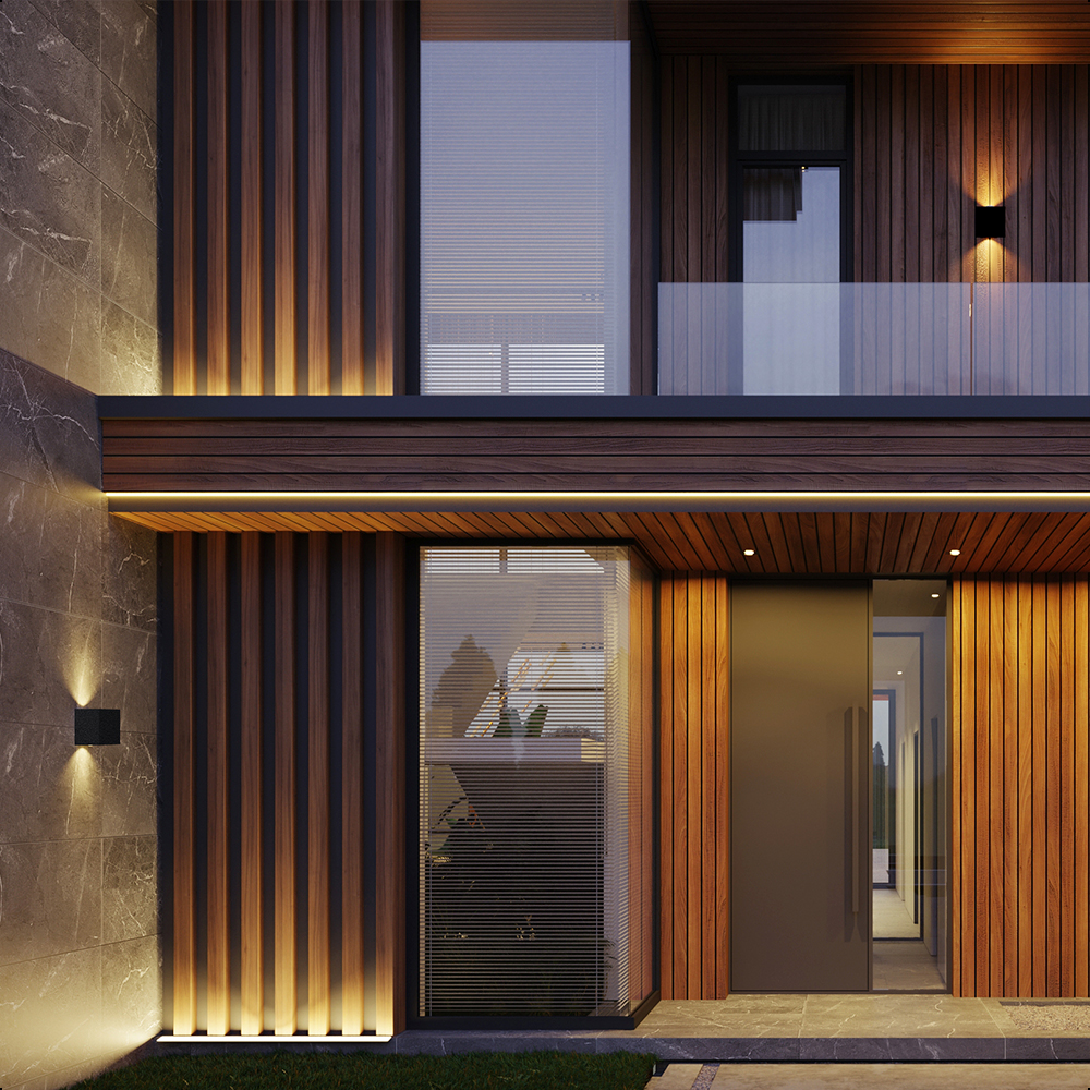 ICON Aplique Decorativo Cubo Negro Haz de Luz Ajustable 6W Luz Cálida 3000k Aprueba de agua IP65