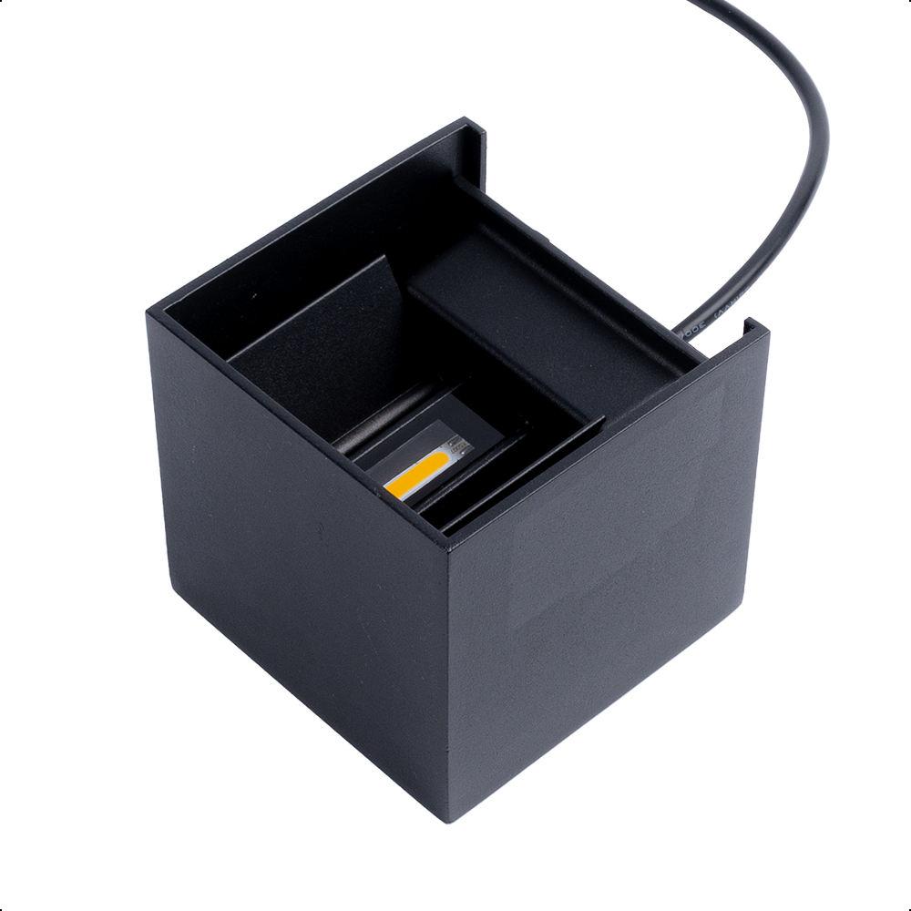 ICON Aplique Decorativo Cubo Negro Haz de Luz Ajustable 6W Luz Cálida 3000k Aprueba de agua IP65