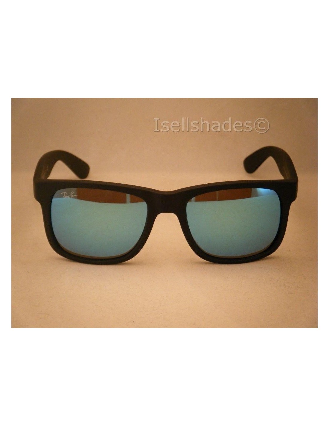 Lentes de sol Ray Ban Rb4165 622/55 Justin Negro Mate Azul Espejo Original