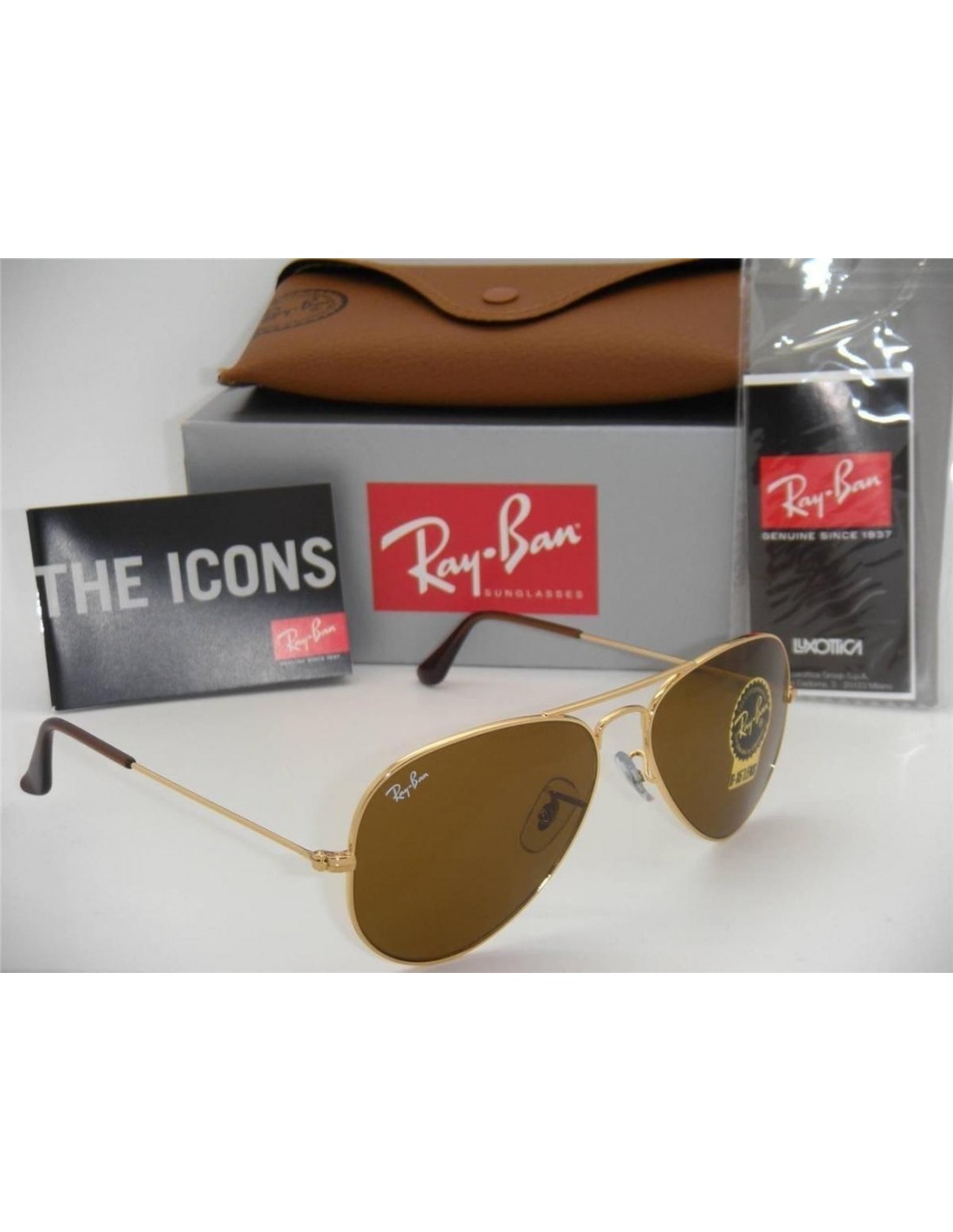 Lentes de sol Ray Ban Rb3025 001/33 Aviator Gota B-15 Clasico Original