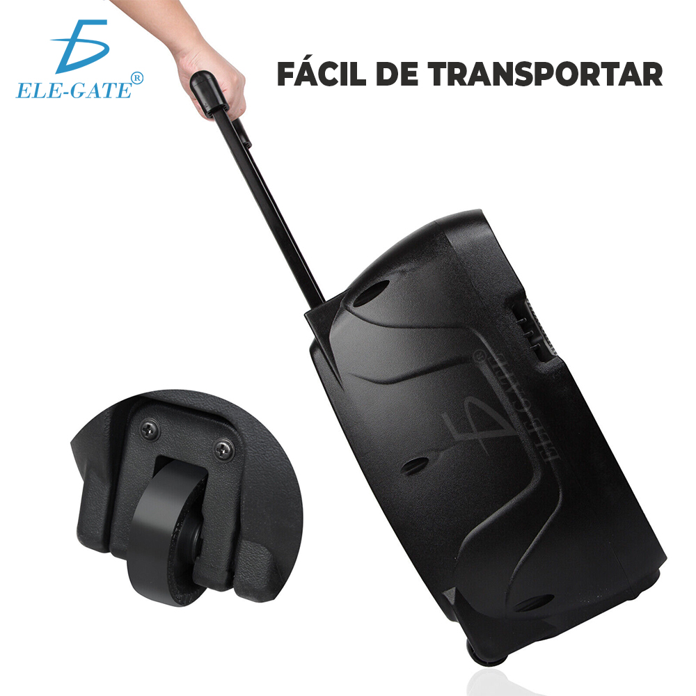 Bafle 15“ Bluetooth Inalámbrico Inteligente con Micrófono Soporte y Control Remoto Luz Led