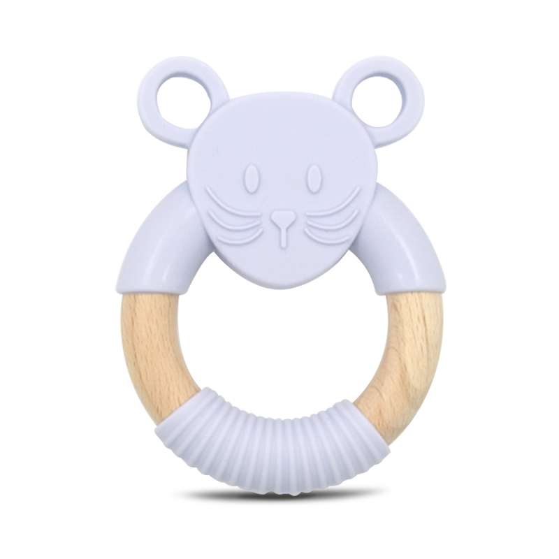 kit de 5 Mordederas de bebé en forma de animales de silicón y bambú
