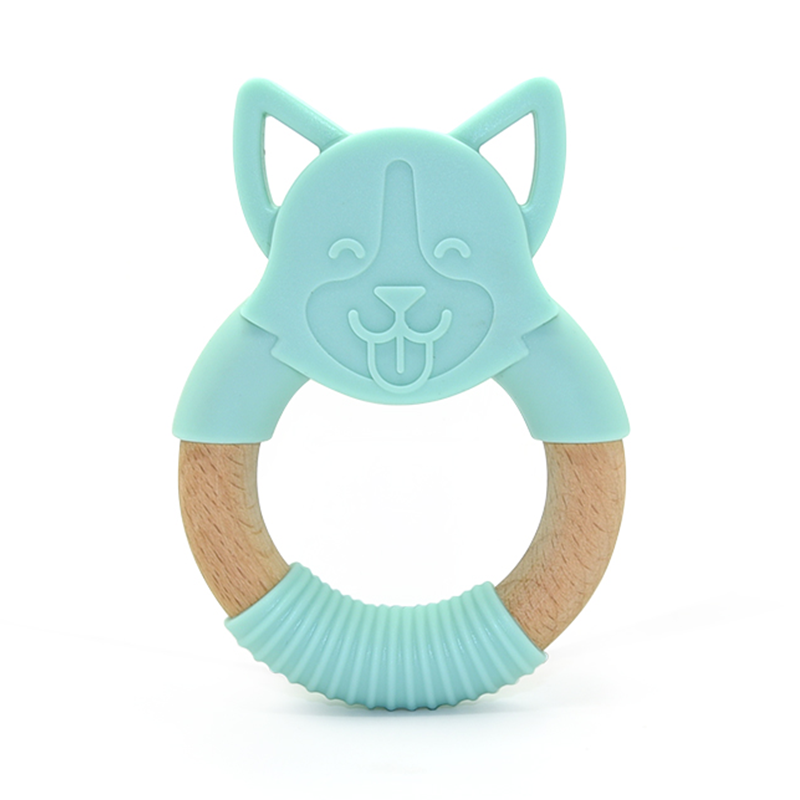 kit de 5 Mordederas de bebé en forma de animales de silicón y bambú