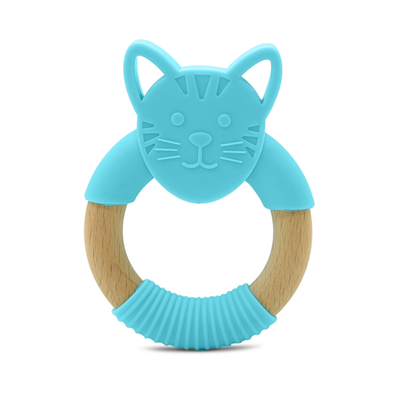 kit de 5 Mordederas de bebé en forma de animales de silicón y bambú