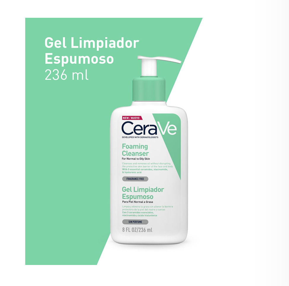 Gel Cerave Limpiador Espumoso Piel Normal A Grasa De 236 Ml.