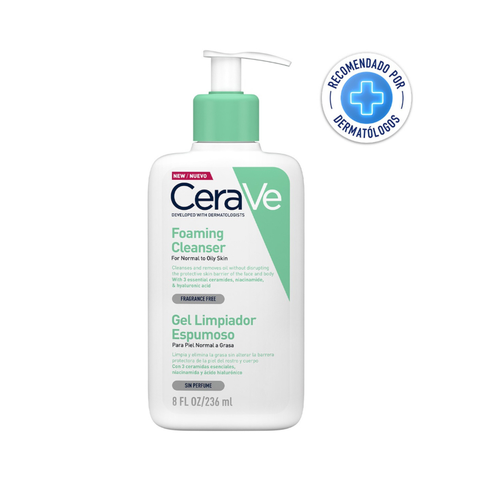 Gel Cerave Limpiador Espumoso Piel Normal A Grasa De 236 Ml.