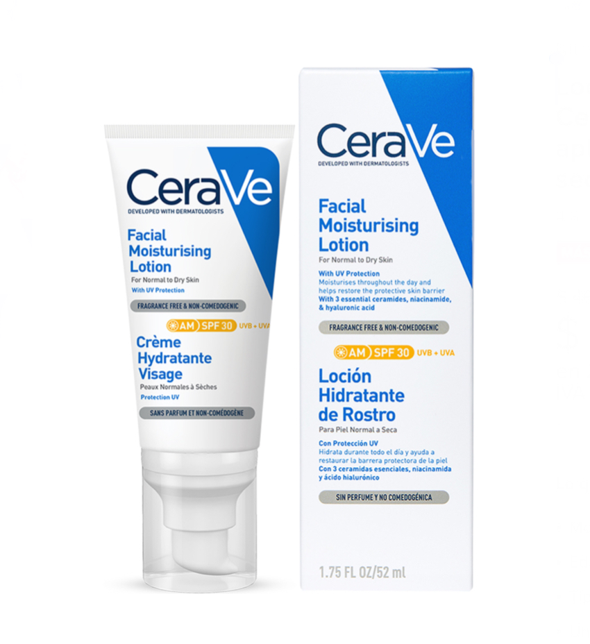 Loción Hidratante De Rostro Cerave Fps30 52ml Momento de aplicación Día para piel normal a seca.