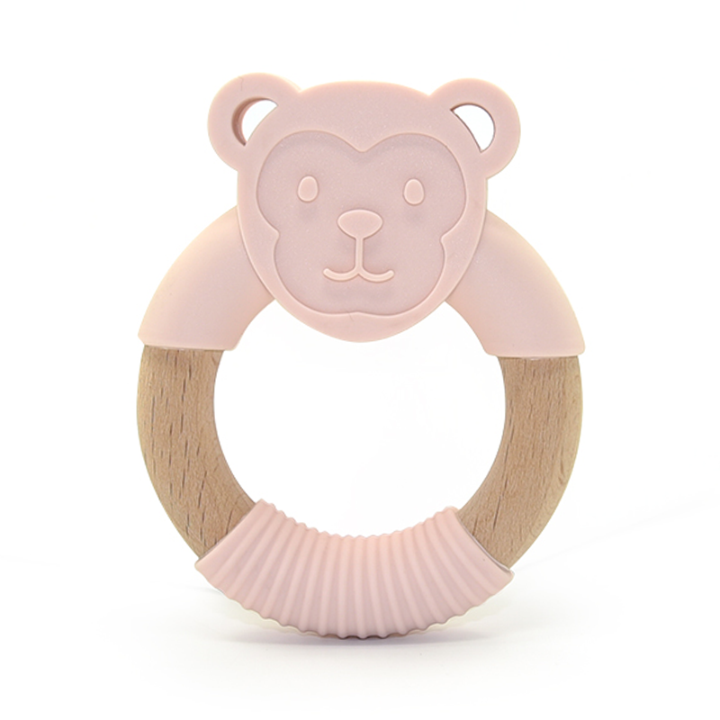 kit de 2 Mordederas de bebé en forma de animales de silicón y bambú
