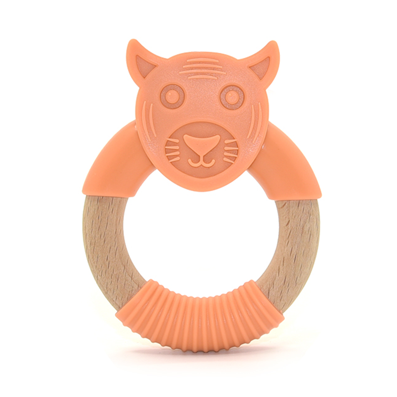kit de 2 Mordederas de bebé en forma de animales de silicón y bambú