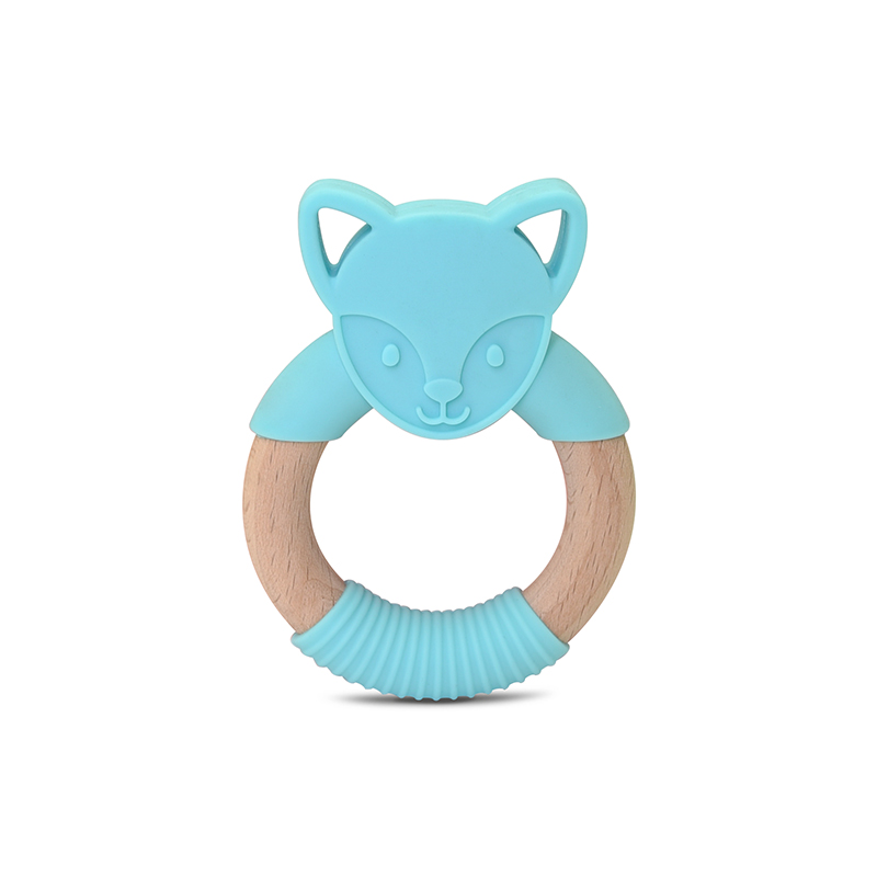 kit de 2 Mordederas de bebé en forma de animales de silicón y bambú