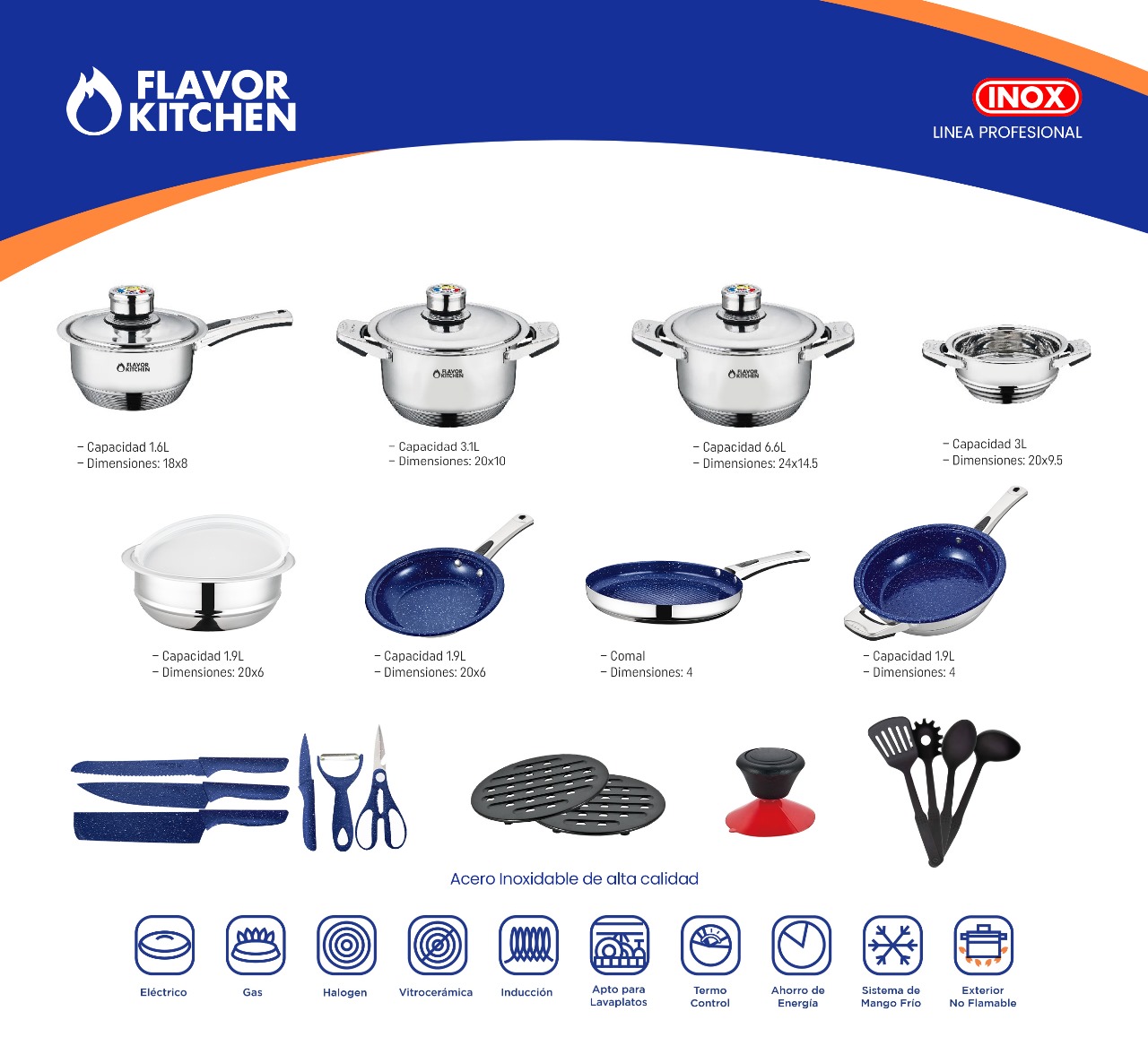 Paquete De 2 Baterías De Cocina Acero Inox Quirúrgico 25pz.