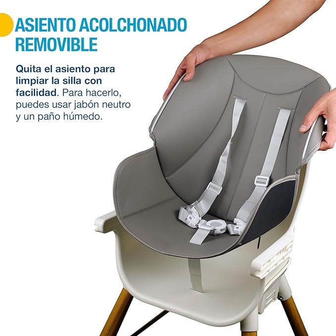 A SHIMY Silla para Bebé 5 en 1 con Bandeja para Comer, Periquera con 5 Funciones Diferentes y Cinturón de Seguridad Ajustable, Silla Alta Periquera Portátil para Niños de 6 a 36 Meses, Altura Ajustable