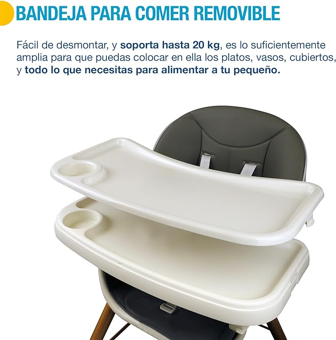 A SHIMY Silla para Bebé 5 en 1 con Bandeja para Comer, Periquera con 5 Funciones Diferentes y Cinturón de Seguridad Ajustable, Silla Alta Periquera Portátil para Niños de 6 a 36 Meses, Altura Ajustable