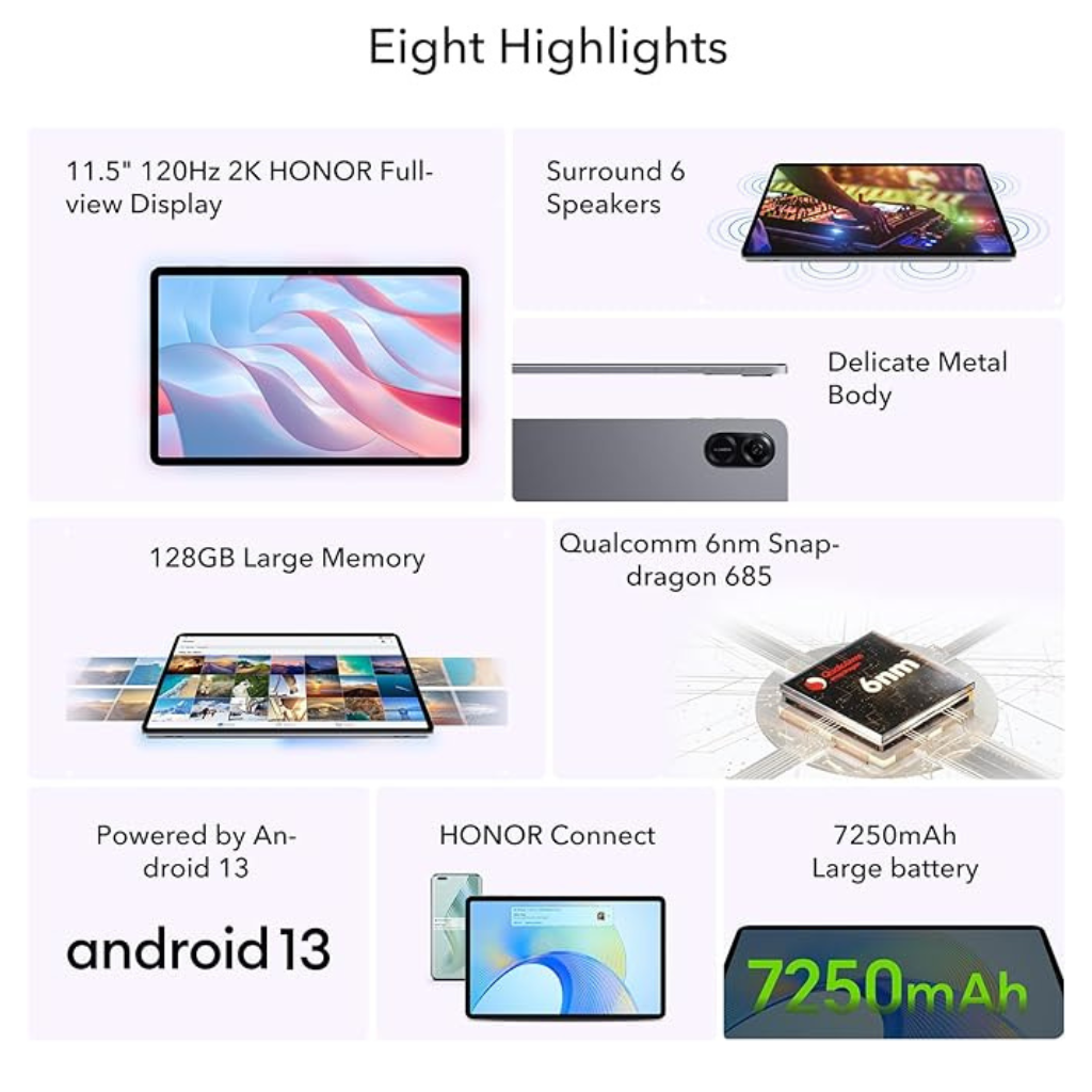 Tablet Honor Pad X9(Admite SIM) 4GB+128GB Gris Pantalla 11.(Admite SIM telefónica).