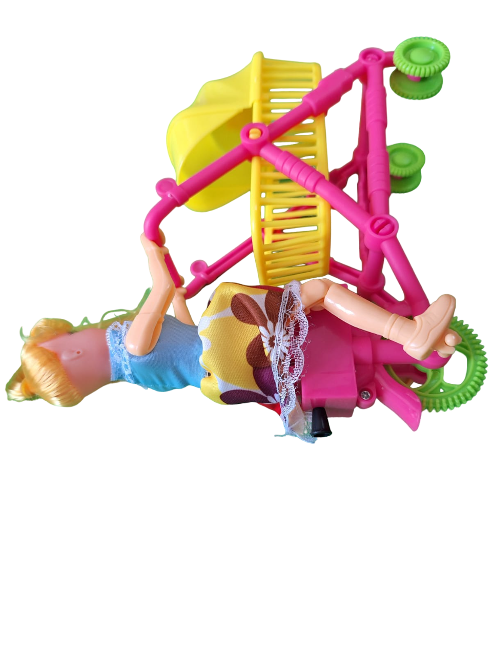 Bonito Juguete De Cuerda Muñeca Avanza Con Carrito Carreola Color Amarillo