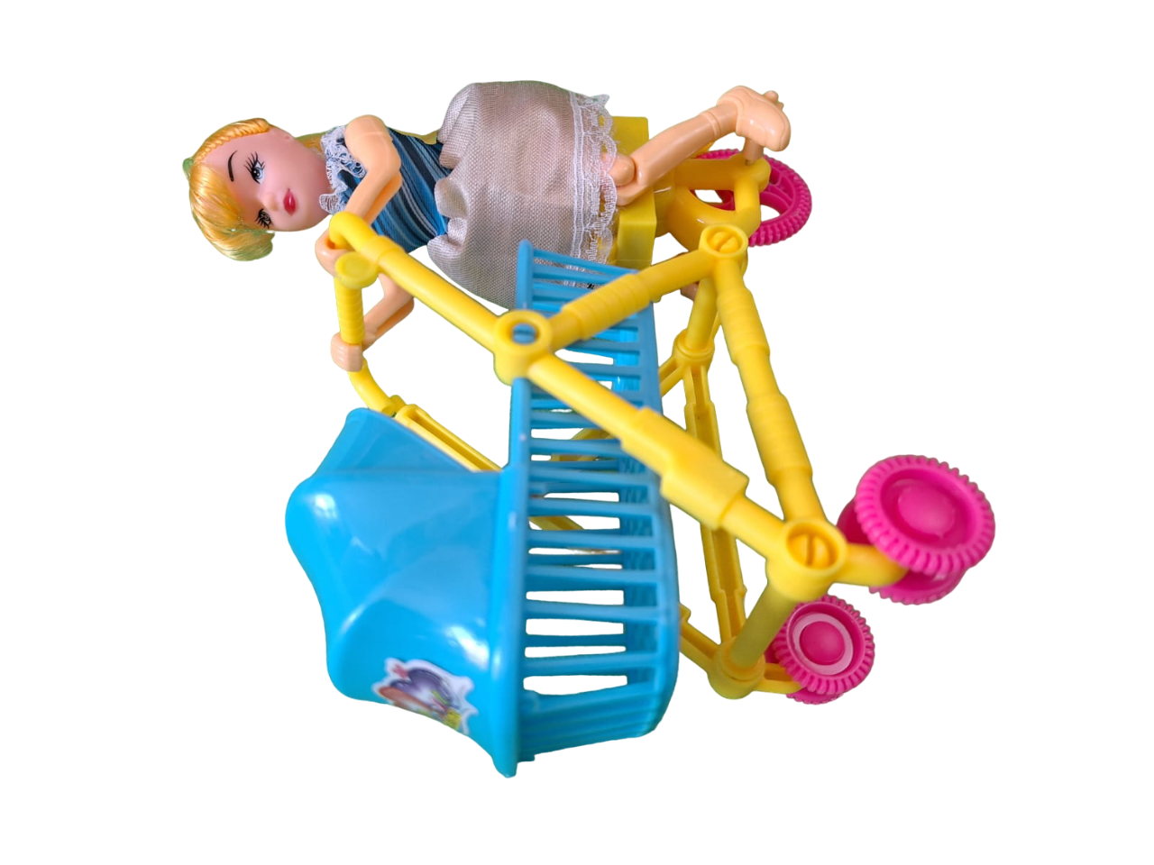 Bonito Juguete De Cuerda Muñeca Avanza Con Carrito Carreola Color Azul