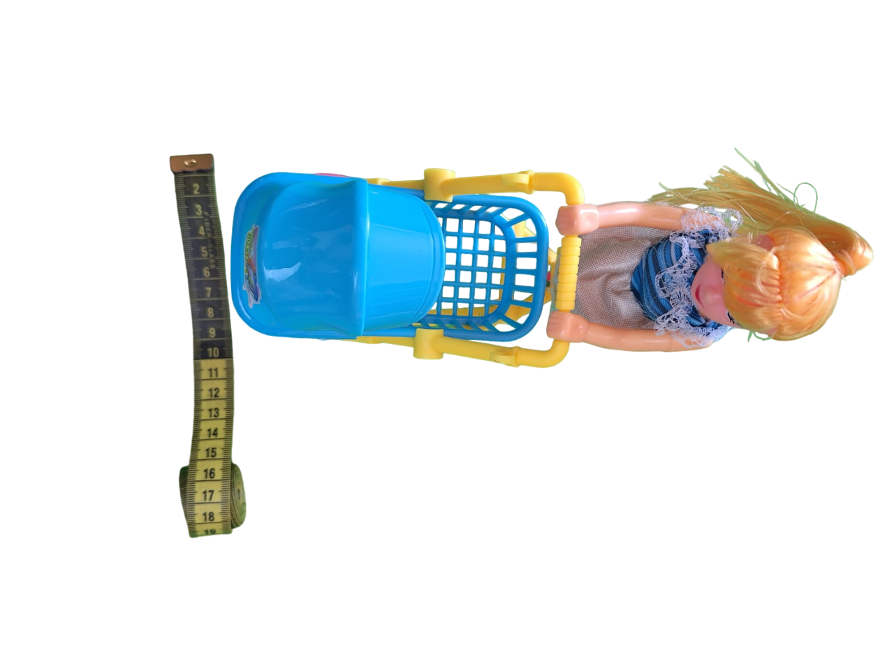 Bonito Juguete De Cuerda Muñeca Avanza Con Carrito Carreola Color Azul